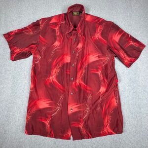 Vintage Monzini Collection Shirt Mens XL Red Trippy Button Up Made in USA